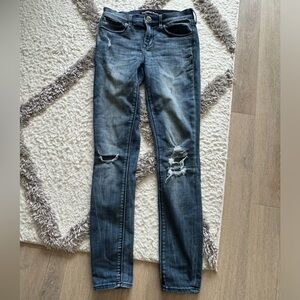 Express distressed denim skinny jeans